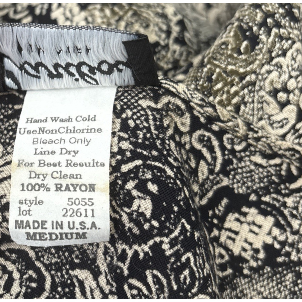 Vintage Rayon Dress Size Medium Brown Artsy Tribal Boho Whimsigoth Goblincore - Picture 9 of 11